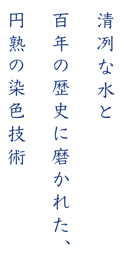 清冽な水と百年の歴史に磨かれた、円熟の染色技術